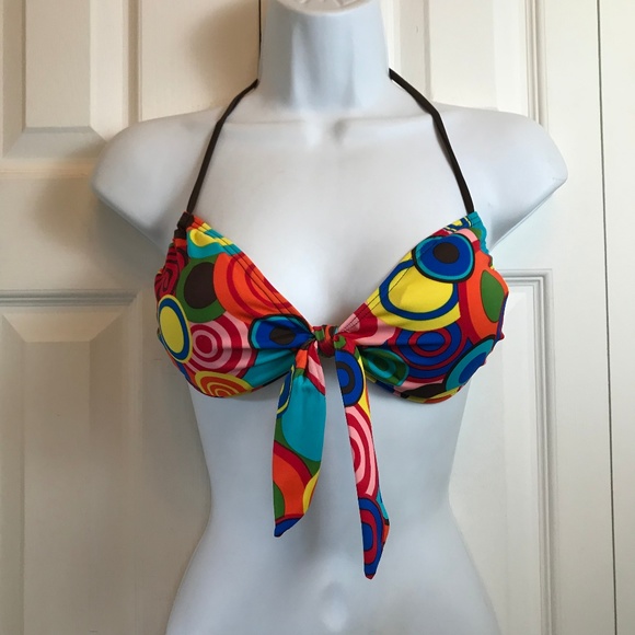 No Boundaries Other - No Boundaries Geometric Front Tie Bikini Top sz XL